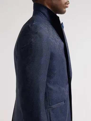 Pal Zileri Men's Floral-Embroidered Wool-Blend Dinner Jacket - Blue Navy | Thumbnail 7 Pal Zileri Men's Floral-Embroidered Wool-Blend Dinner Jacket - Blue Navy | Thumbnail 7