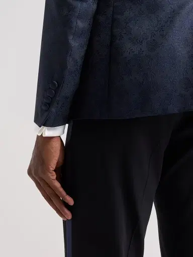 Pal Zileri Men's Floral-Embroidered Wool-Blend Dinner Jacket - Blue Navy | Thumbnail 8 Pal Zileri Men's Floral-Embroidered Wool-Blend Dinner Jacket - Blue Navy | Thumbnail 8