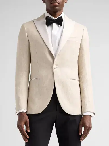 Pal Zileri Men's Textured Linen-Blend Dinner Jacket - Natural | Thumbnail 3 Pal Zileri Men's Textured Linen-Blend Dinner Jacket - Natural | Thumbnail 3