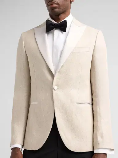 Pal Zileri Men's Textured Linen-Blend Dinner Jacket - Natural | Thumbnail 5 Pal Zileri Men's Textured Linen-Blend Dinner Jacket - Natural | Thumbnail 5