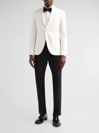 Pal Zileri Men's Tonal Paisley Wool-Blend Dinner Jacket - Bianco | Thumbnail 2 Pal Zileri Men's Tonal Paisley Wool-Blend Dinner Jacket - Bianco | Thumbnail 2