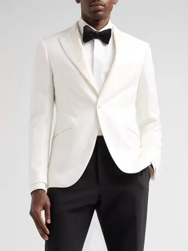 Pal Zileri Men's Tonal Paisley Wool-Blend Dinner Jacket - Bianco | Thumbnail 3 Pal Zileri Men's Tonal Paisley Wool-Blend Dinner Jacket - Bianco | Thumbnail 3
