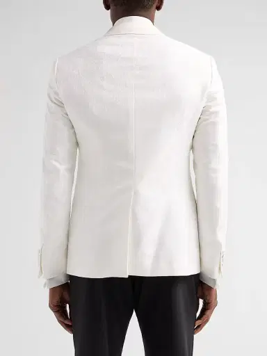 Pal Zileri Men's Tonal Paisley Wool-Blend Dinner Jacket - Bianco | Thumbnail 4 Pal Zileri Men's Tonal Paisley Wool-Blend Dinner Jacket - Bianco | Thumbnail 4