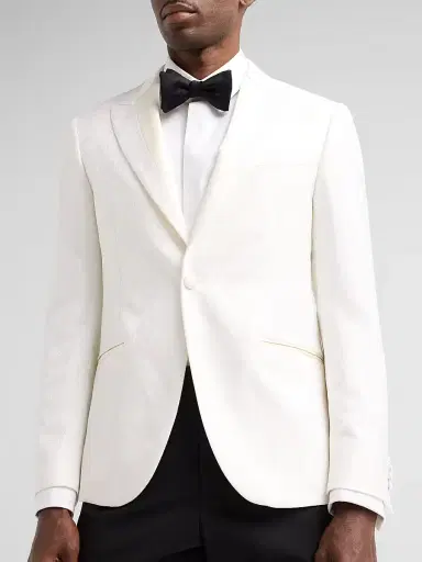 Pal Zileri Men's Tonal Paisley Wool-Blend Dinner Jacket - Bianco | Thumbnail 5 Pal Zileri Men's Tonal Paisley Wool-Blend Dinner Jacket - Bianco | Thumbnail 5