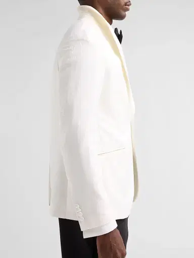 Pal Zileri Men's Tonal Paisley Wool-Blend Dinner Jacket - Bianco | Thumbnail 7 Pal Zileri Men's Tonal Paisley Wool-Blend Dinner Jacket - Bianco | Thumbnail 7