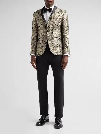 Pal Zileri Men's Baroque-Inspired Jacquard Dinner Jacket - Nero | Thumbnail 2 Pal Zileri Men's Baroque-Inspired Jacquard Dinner Jacket - Nero | Thumbnail 2