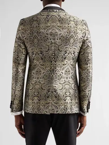 Pal Zileri Men's Baroque-Inspired Jacquard Dinner Jacket - Nero | Thumbnail 4 Pal Zileri Men's Baroque-Inspired Jacquard Dinner Jacket - Nero | Thumbnail 4