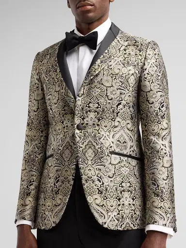 Pal Zileri Men's Baroque-Inspired Jacquard Dinner Jacket - Nero | Thumbnail 5 Pal Zileri Men's Baroque-Inspired Jacquard Dinner Jacket - Nero | Thumbnail 5