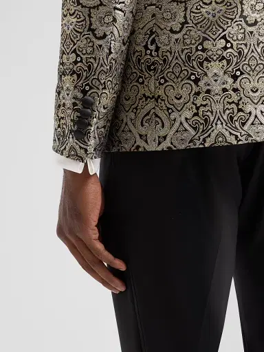 Pal Zileri Men's Baroque-Inspired Jacquard Dinner Jacket - Nero | Thumbnail 8 Pal Zileri Men's Baroque-Inspired Jacquard Dinner Jacket - Nero | Thumbnail 8