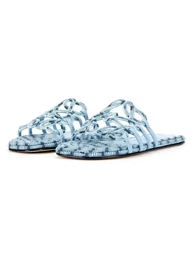 Loewe Women's x Paula's Ibiza Petal Anagram-Embroidered Sandals - Baby Blue | Thumbnail 2 Loewe Women's x Paula's Ibiza Petal Anagram-Embroidered Sandals - Baby Blue | Thumbnail 2
