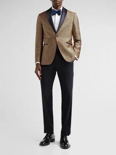 Pal Zileri Men's Metallic Striped Dinner Jacket - Nero | Thumbnail 2 Pal Zileri Men's Metallic Striped Dinner Jacket - Nero | Thumbnail 2