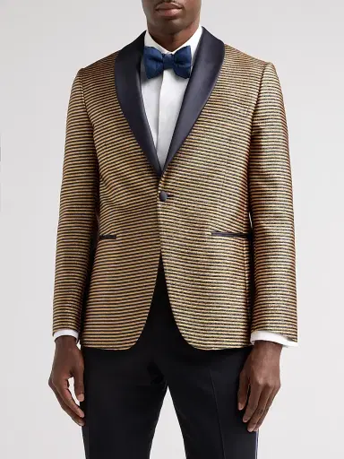 Pal Zileri Men's Metallic Striped Dinner Jacket - Nero | Thumbnail 3 Pal Zileri Men's Metallic Striped Dinner Jacket - Nero | Thumbnail 3