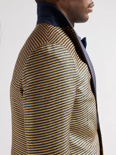 Pal Zileri Men's Metallic Striped Dinner Jacket - Nero | Thumbnail 7 Pal Zileri Men's Metallic Striped Dinner Jacket - Nero | Thumbnail 7