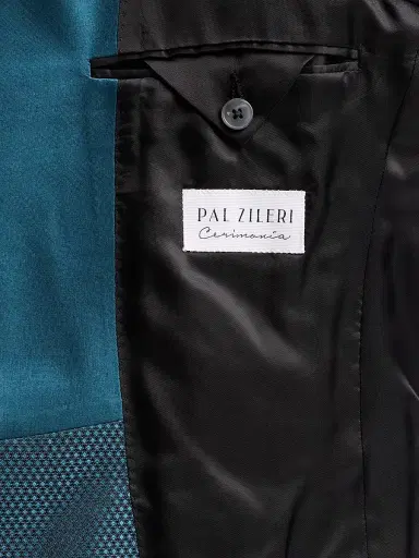 Pal Zileri Men's Geometric Jacquard Wool-Blend Dinner Jacket - Teal Blue | Thumbnail 6 Pal Zileri Men's Geometric Jacquard Wool-Blend Dinner Jacket - Teal Blue | Thumbnail 6