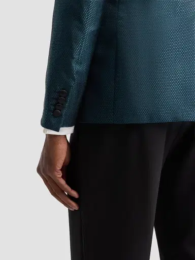 Pal Zileri Men's Geometric Jacquard Wool-Blend Dinner Jacket - Teal Blue | Thumbnail 8 Pal Zileri Men's Geometric Jacquard Wool-Blend Dinner Jacket - Teal Blue | Thumbnail 8