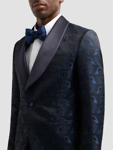 Pal Zileri Men's Peacock-Effect Silk-Blend Dinner Jacket - Blue Navy | Thumbnail 5 Pal Zileri Men's Peacock-Effect Silk-Blend Dinner Jacket - Blue Navy | Thumbnail 5