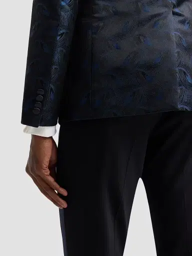 Pal Zileri Men's Peacock-Effect Silk-Blend Dinner Jacket - Blue Navy | Thumbnail 8 Pal Zileri Men's Peacock-Effect Silk-Blend Dinner Jacket - Blue Navy | Thumbnail 8