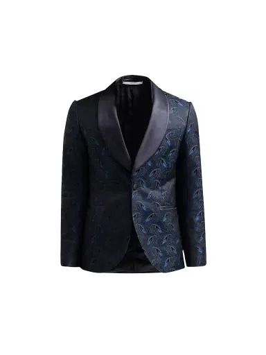 Pal Zileri Men's Peacock-Effect Silk-Blend Dinner Jacket - Blue Navy | Thumbnail 1 Pal Zileri Men's Peacock-Effect Silk-Blend Dinner Jacket - Blue Navy | Thumbnail 1