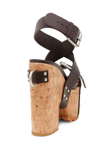 MOSCHINO Women's Open Toe Leather Platform Sandals - Brown - Size 10 | Thumbnail 3 MOSCHINO Women's Open Toe Leather Platform Sandals - Brown - Size 10 | Thumbnail 3