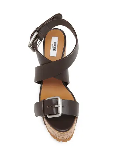 MOSCHINO Women's Open Toe Leather Platform Sandals - Brown - Size 10 | Thumbnail 4 MOSCHINO Women's Open Toe Leather Platform Sandals - Brown - Size 10 | Thumbnail 4