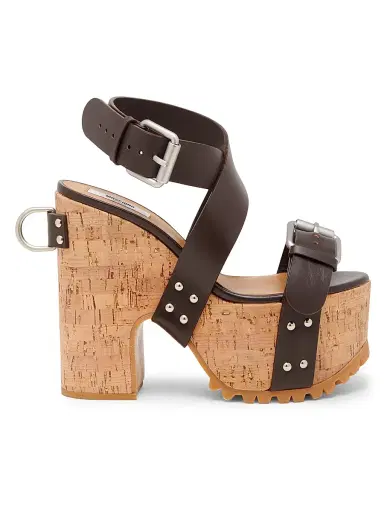 MOSCHINO Women's Open Toe Leather Platform Sandals - Brown - Size 10 | Thumbnail 1 MOSCHINO Women's Open Toe Leather Platform Sandals - Brown - Size 10 | Thumbnail 1