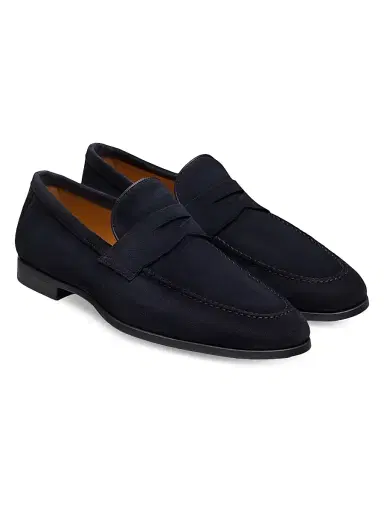 Magnanni Men's Diezma II Suede Penny Loafers - Navy Suede | Thumbnail 2 Magnanni Men's Diezma II Suede Penny Loafers - Navy Suede | Thumbnail 2