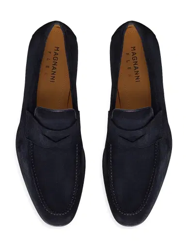 Magnanni Men's Diezma II Suede Penny Loafers - Navy Suede | Thumbnail 3 Magnanni Men's Diezma II Suede Penny Loafers - Navy Suede | Thumbnail 3