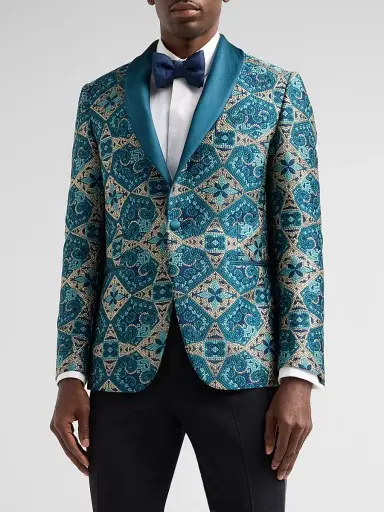 Pal Zileri Men's Abstract-Embroidered Dinner Jacket - Ottanio | Thumbnail 3 Pal Zileri Men's Abstract-Embroidered Dinner Jacket - Ottanio | Thumbnail 3