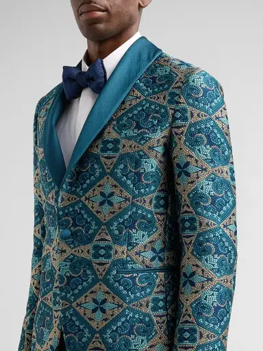 Pal Zileri Men's Abstract-Embroidered Dinner Jacket - Ottanio | Thumbnail 5 Pal Zileri Men's Abstract-Embroidered Dinner Jacket - Ottanio | Thumbnail 5