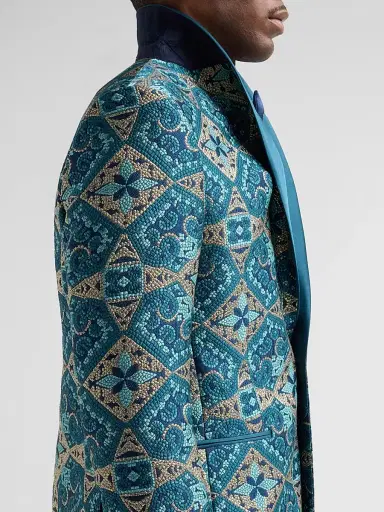 Pal Zileri Men's Abstract-Embroidered Dinner Jacket - Ottanio | Thumbnail 7 Pal Zileri Men's Abstract-Embroidered Dinner Jacket - Ottanio | Thumbnail 7