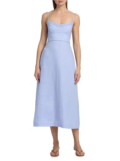 Zimmermann Women's Luna Linen Midi-Dress - Sky | Thumbnail 3 Zimmermann Women's Luna Linen Midi-Dress - Sky | Thumbnail 3