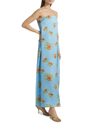 ASTON STUDIO Women's Lucie Floral Satin Strapless Maxi Dress - Pool Bouquet - Size 4 | Thumbnail 4 ASTON STUDIO Women's Lucie Floral Satin Strapless Maxi Dress - Pool Bouquet - Size 4 | Thumbnail 4