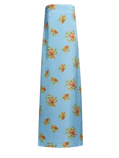 ASTON STUDIO Women's Lucie Floral Satin Strapless Maxi Dress - Pool Bouquet - Size 4 | Thumbnail 1 ASTON STUDIO Women's Lucie Floral Satin Strapless Maxi Dress - Pool Bouquet - Size 4 | Thumbnail 1