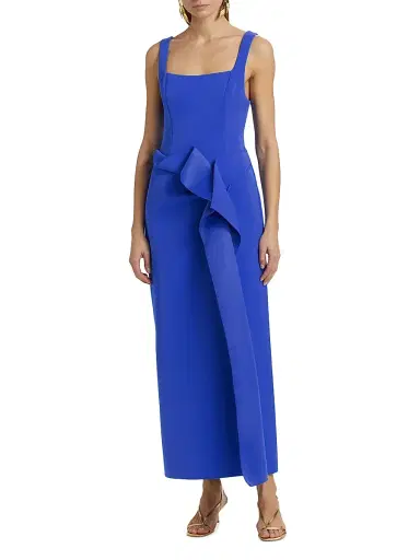 Acler Women's Tuthill Ruffled Scuba Maxi Dress - Oxford | Thumbnail 3 Acler Women's Tuthill Ruffled Scuba Maxi Dress - Oxford | Thumbnail 3