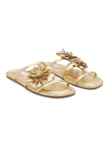 Zimmermann Women's Belara Floral-Appliqué Leather Sandals - Gold - Size 11 | Thumbnail 2 Zimmermann Women's Belara Floral-Appliqué Leather Sandals - Gold - Size 11 | Thumbnail 2