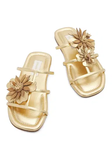 Zimmermann Women's Belara Floral-Appliqué Leather Sandals - Gold - Size 11 | Thumbnail 4 Zimmermann Women's Belara Floral-Appliqué Leather Sandals - Gold - Size 11 | Thumbnail 4