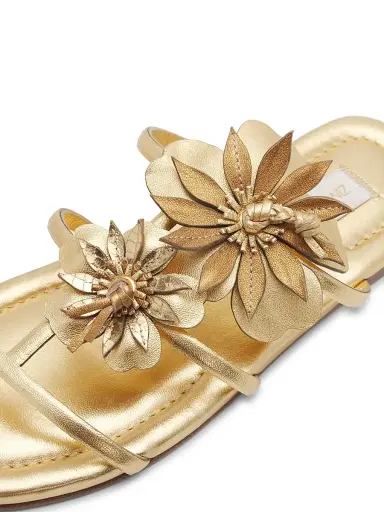Zimmermann Women's Belara Floral-Appliqué Leather Sandals - Gold - Size 11 | Thumbnail 5 Zimmermann Women's Belara Floral-Appliqué Leather Sandals - Gold - Size 11 | Thumbnail 5