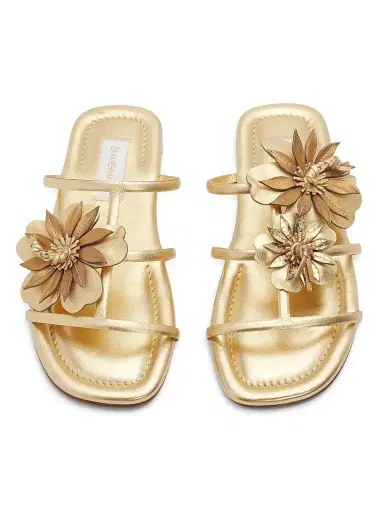 Zimmermann Women's Belara Floral-Appliqué Leather Sandals - Gold - Size 11 | Thumbnail 6 Zimmermann Women's Belara Floral-Appliqué Leather Sandals - Gold - Size 11 | Thumbnail 6