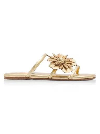 Zimmermann Women's Belara Floral-Appliqué Leather Sandals - Gold - Size 11 | Thumbnail 1 Zimmermann Women's Belara Floral-Appliqué Leather Sandals - Gold - Size 11 | Thumbnail 1