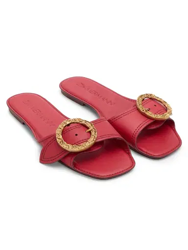 Zimmermann Women's Solena Leather Slip-On Sandals - Cherry - Size 11 | Thumbnail 2 Zimmermann Women's Solena Leather Slip-On Sandals - Cherry - Size 11 | Thumbnail 2
