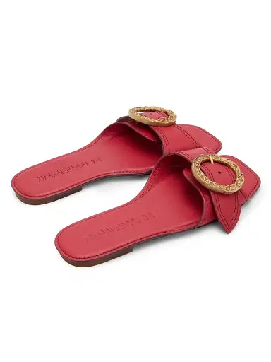 Zimmermann Women's Solena Leather Slip-On Sandals - Cherry - Size 11 | Thumbnail 3 Zimmermann Women's Solena Leather Slip-On Sandals - Cherry - Size 11 | Thumbnail 3