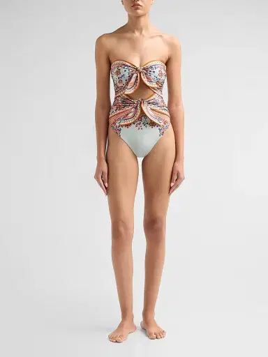 Zimmermann Women's Aster Floral Paisley Scarf Tie One-Piece Swimsuit - Blue Paisley Floral | Thumbnail 2 Zimmermann Women's Aster Floral Paisley Scarf Tie One-Piece Swimsuit - Blue Paisley Floral | Thumbnail 2