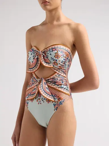 Zimmermann Women's Aster Floral Paisley Scarf Tie One-Piece Swimsuit - Blue Paisley Floral | Thumbnail 4 Zimmermann Women's Aster Floral Paisley Scarf Tie One-Piece Swimsuit - Blue Paisley Floral | Thumbnail 4