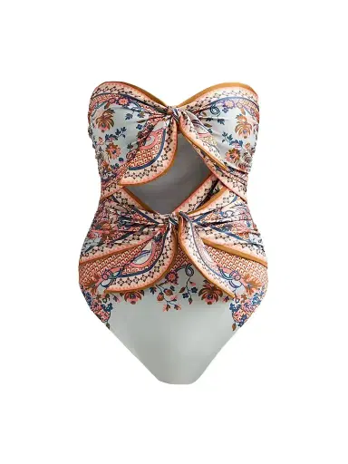 Zimmermann Women's Aster Floral Paisley Scarf Tie One-Piece Swimsuit - Blue Paisley Floral | Thumbnail 1 Zimmermann Women's Aster Floral Paisley Scarf Tie One-Piece Swimsuit - Blue Paisley Floral | Thumbnail 1