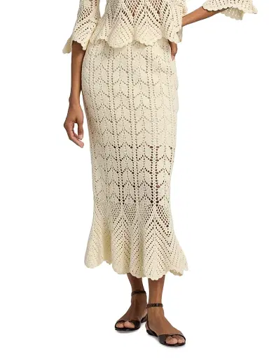Zimmermann Women's Awaken Lace Crochet Cotton Midi-Skirt - Cream | Thumbnail 3 Zimmermann Women's Awaken Lace Crochet Cotton Midi-Skirt - Cream | Thumbnail 3