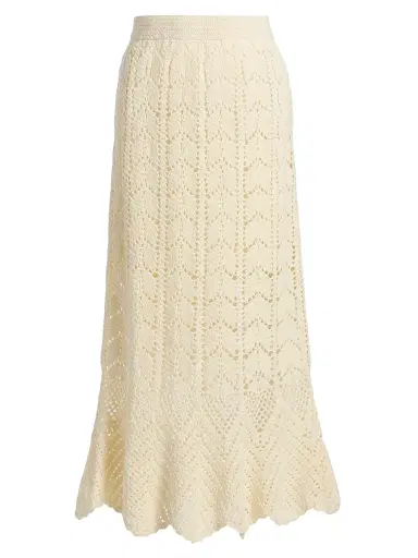 Zimmermann Women's Awaken Lace Crochet Cotton Midi-Skirt - Cream | Thumbnail 1 Zimmermann Women's Awaken Lace Crochet Cotton Midi-Skirt - Cream | Thumbnail 1