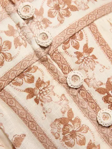 Zimmermann Women's Indra Plunge Linen Midi Dress - Cream Tan Floral - Size 10 | Thumbnail 7 Zimmermann Women's Indra Plunge Linen Midi Dress - Cream Tan Floral - Size 10 | Thumbnail 7