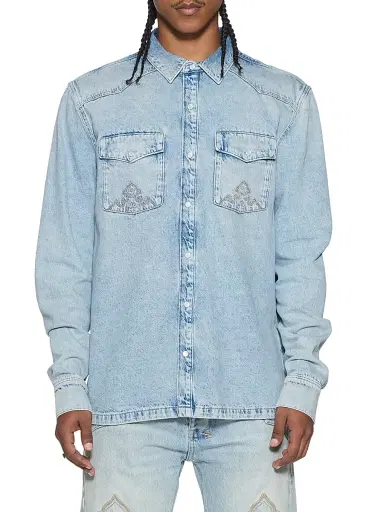 Ksubi Men's Whiplash Western-Style Denim Button-Front Shirt - Denim | Thumbnail 1 Ksubi Men's Whiplash Western-Style Denim Button-Front Shirt - Denim | Thumbnail 1