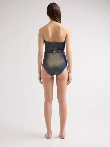 Zimmermann Women's Aster Metallic Belted One-Piece Swimsuit - Metallic Gun Metal - Size 8 | Thumbnail 4 Zimmermann Women's Aster Metallic Belted One-Piece Swimsuit - Metallic Gun Metal - Size 8 | Thumbnail 4