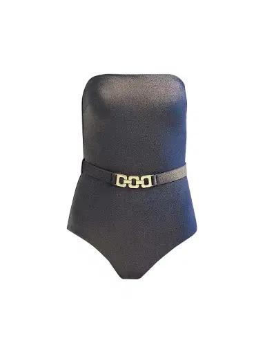 Zimmermann Women's Aster Metallic Belted One-Piece Swimsuit - Metallic Gun Metal - Size 8 | Thumbnail 1 Zimmermann Women's Aster Metallic Belted One-Piece Swimsuit - Metallic Gun Metal - Size 8 | Thumbnail 1